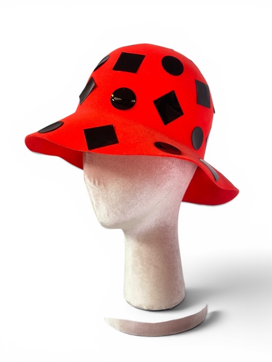 Vintage 1960\'s Tally Ho New York Avant-Garde Red Hat with Black Geometric Detail main image 5